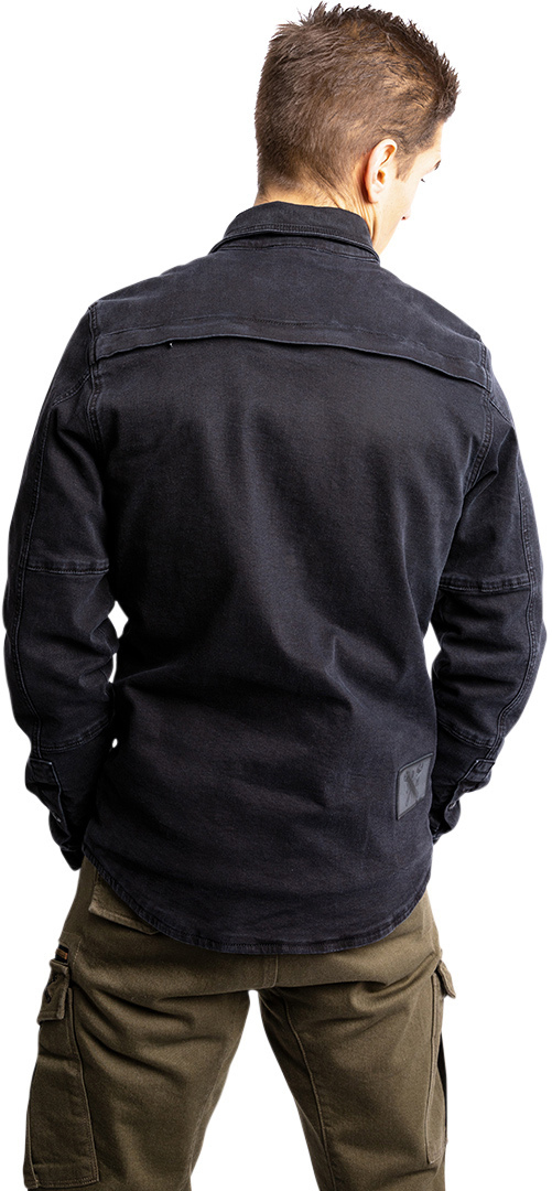 Side view of John Doe Motoshirt XTM Denim Motorcycle Shirt, black, Size 4XL for Men