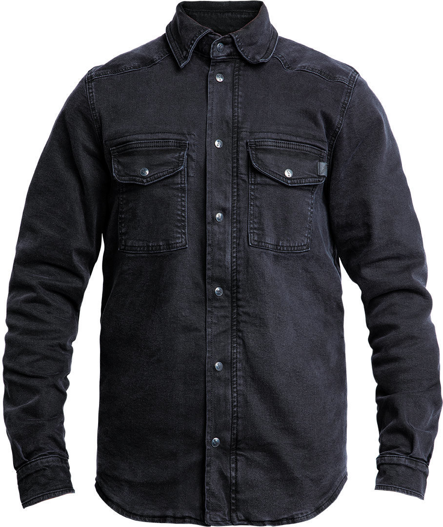 Side view of John Doe Motoshirt XTM Denim Motorcycle Shirt, black, Size 4XL for Men