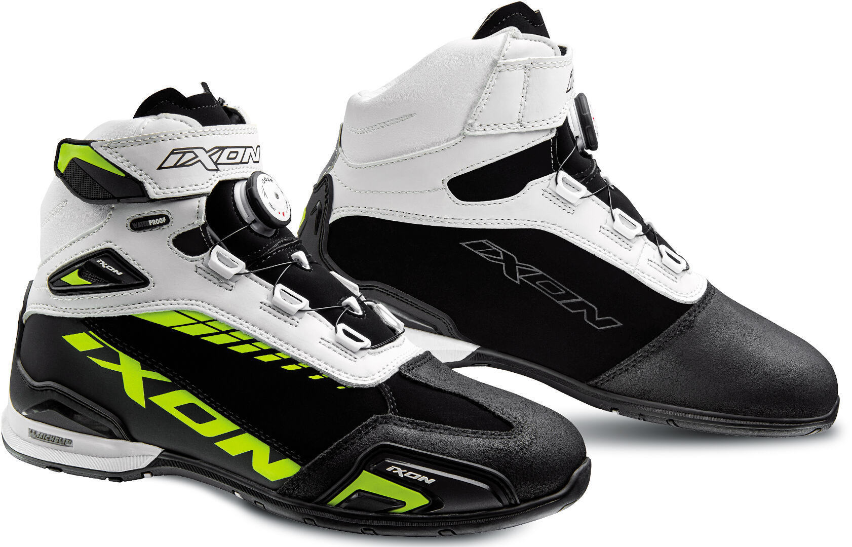 Ixon Bull WP Motorcycle Shoes, black-white-yellow, Size 46, black-white-yellow, Size 46