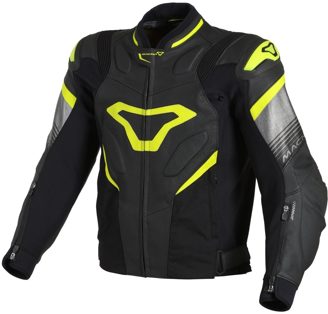 Macna Ripper Motorcycle Leather Jacket, black-yellow, Size 48, black-yellow, Size 48