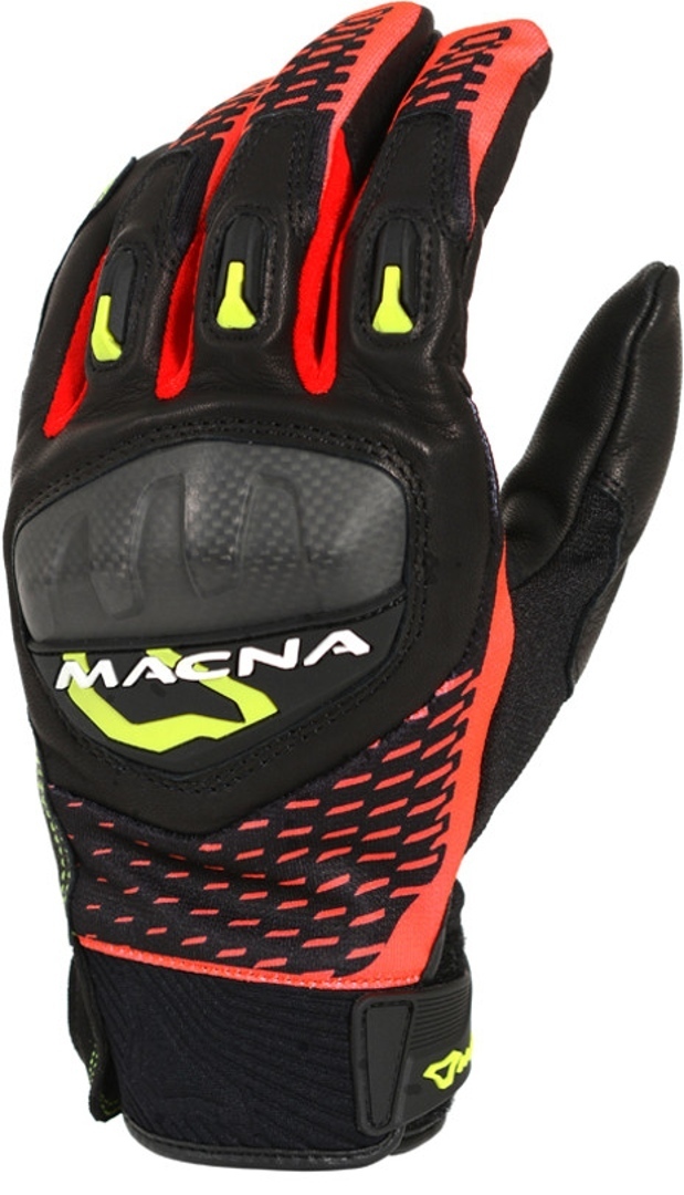 Macna Siroc Motorcycle Gloves, black-red-yellow, Size XL, black-red-yellow, Size XL