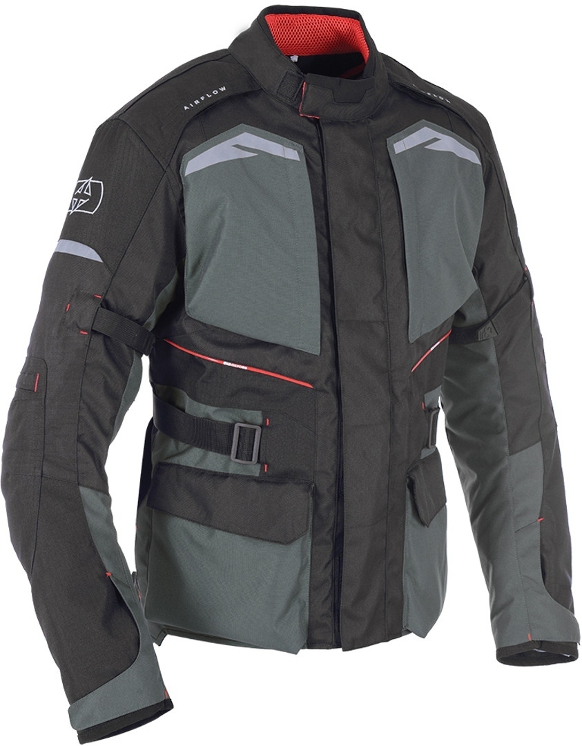Oxford Quebec Motorcycle Textile Jacket, black-grey-red, Size S, black-grey-red, Size S