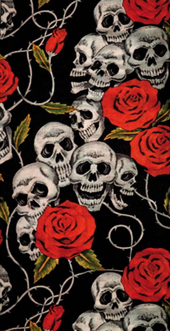 Modeka Skulls Roses Multifunctional Headwear, black-red, black-red, Size One Size
