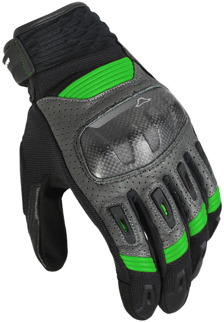 Macna Rime Motorcycle Gloves, black-green, Size S, black-green, Size S