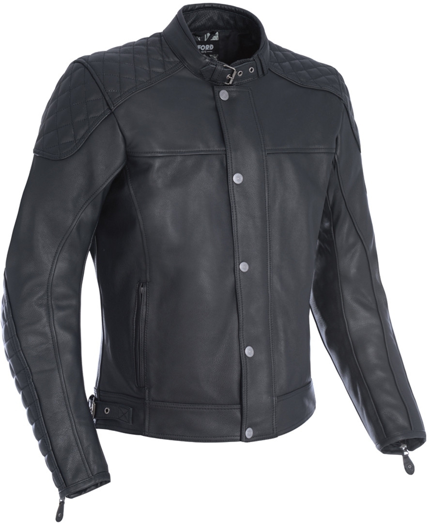 Oxford Hampton Motorcycle Leather Jacket, black, Size S, black, Size S