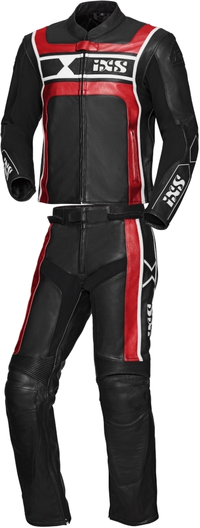 IXS Sport RS-500 Two Piece Motorcycle Leather Suit, black-white-red, Size 98, black-white-red, Size 98