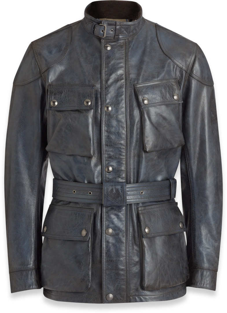 Image of Belstaff Trialmaster Pro Giubbotto moto in pelle, blu, dimensione L