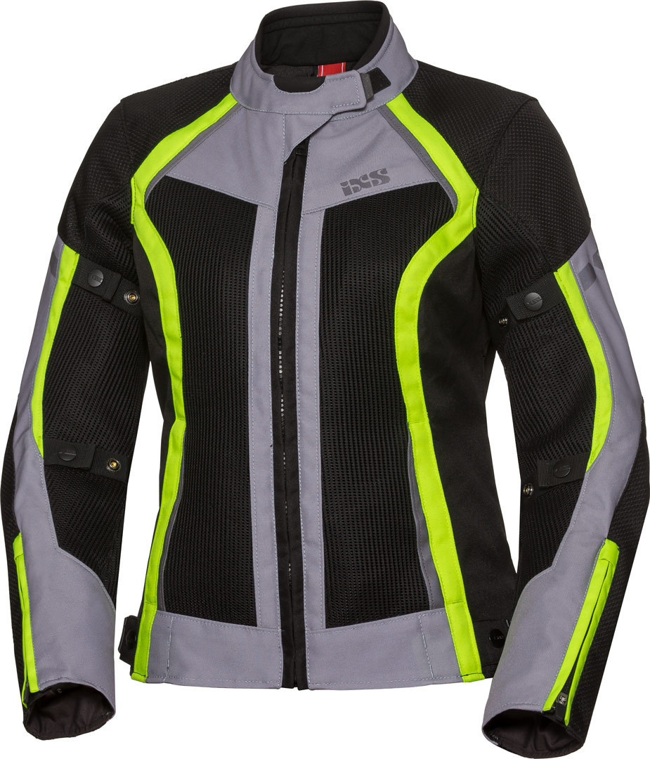 IXS Sport Andorra-Air Ladies Motorcycle Textile Jacket, black-grey-yellow, Size S for Women, black-grey-yellow, Size S for Women