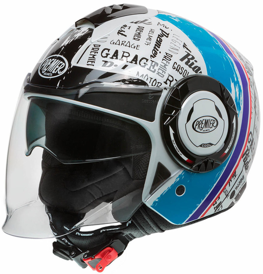 Premier Cool RD 12 Jet Helmet, white-blue, Size M, white-blue, Size M