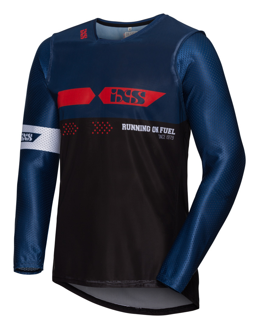 Image of IXS MX Jersey 19 2.0 Slim Maglia motocross, nero-rosso-blu, dimensione 2XL