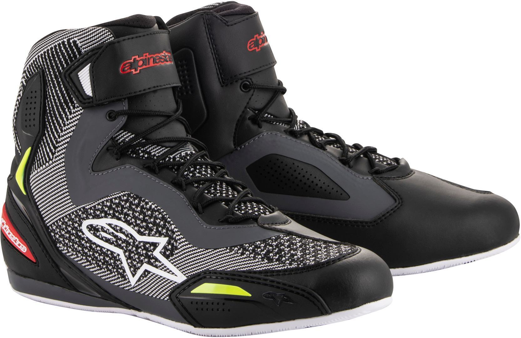Alpinestars Faster 3 Rideknit Motorradschuhe, schwarz-grau-gelb, Größe 43, schwarz-grau-gelb, Größe 43
