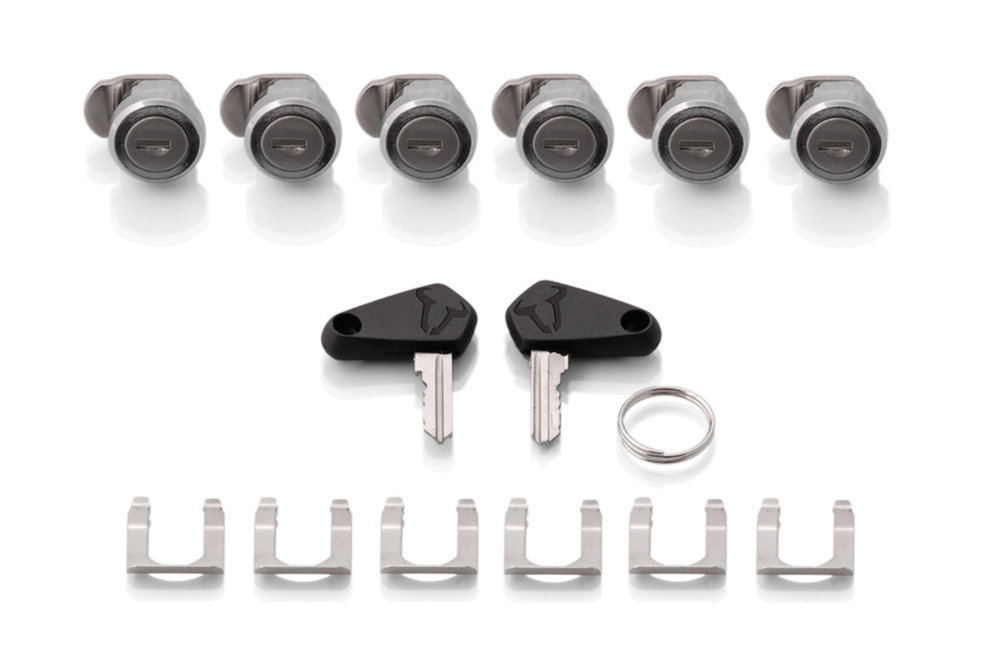 SW-Motech TRAX lock set - 6 matching locks, 2 keys. Simultaneous locking. 잠금 세트 6 일치하는 잠금, 2 키 동시 잠금