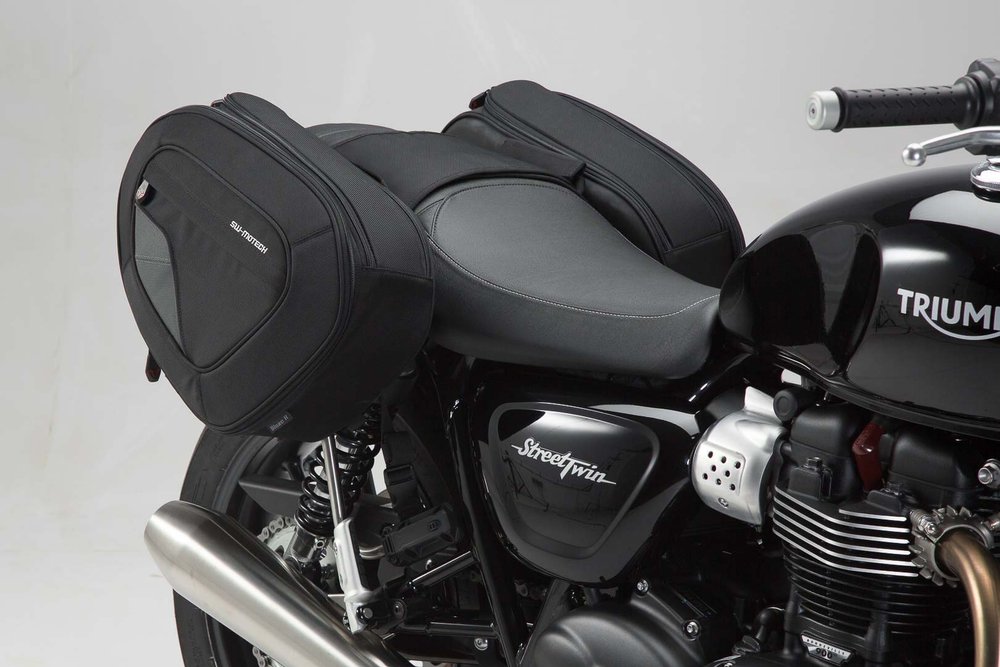 Conjunto de alforje SW-Motech BLAZE H - Preto/Cinza. Thruxton, Bonne/T, SpeedStreetTwin/C.