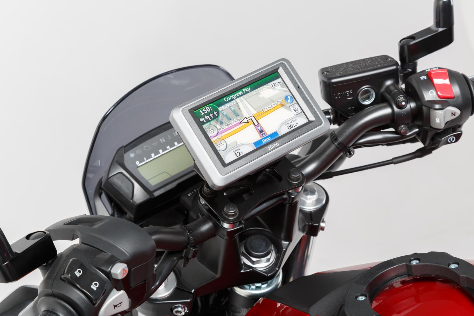 Image of Supporto GPS SW-Motech per manubrio - Nero. Modelli BMW / Honda / Suzuki., nero