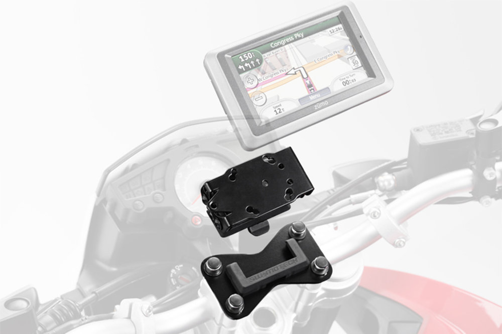 SW-Motech GPS mount voor stuur - Zwart. Honda modellen, BMW R 1150 R (04-06).