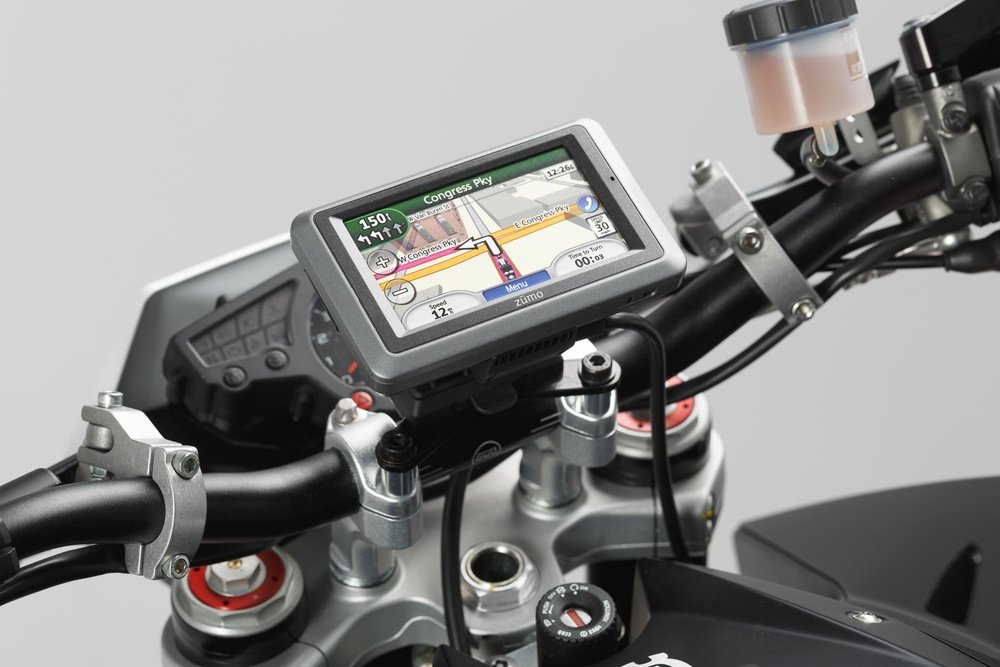 SW-Motech GPS mount for handlebar - Black. Shock absorbent.