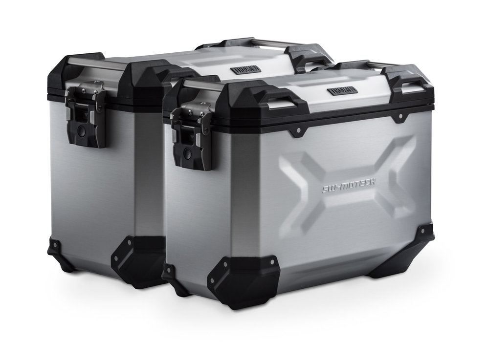 Sistema di valigie in alluminio SW-Motech TRAX ADV - Argento. 45/37 l. Suzuki DL 650 V-Strom (11-16).