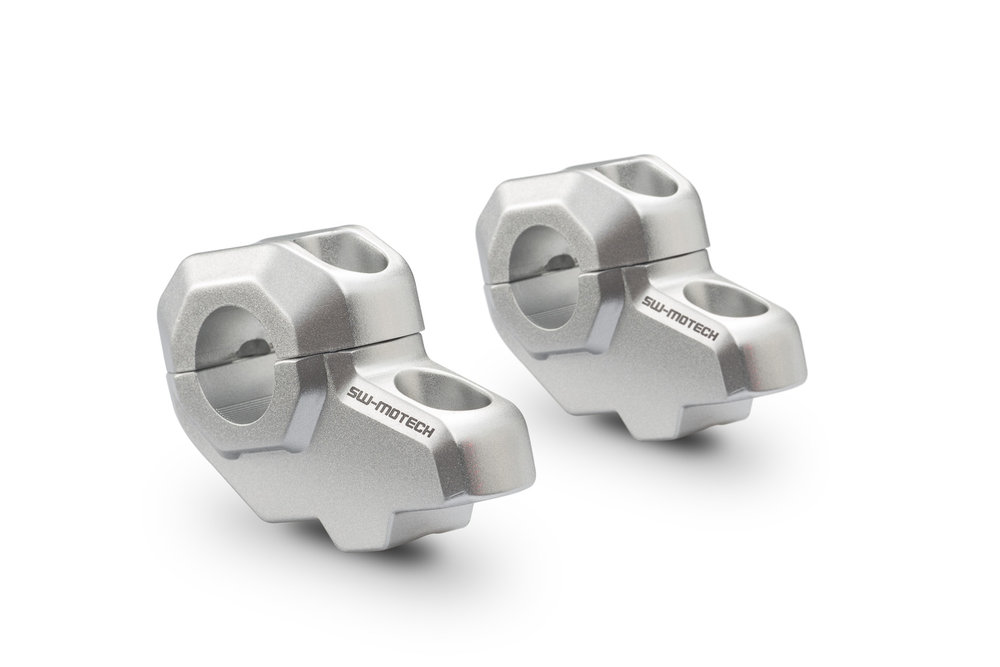 SW-Motech 21mm Aprilia/BMW/Honda/Kawa/MotoGuzzi/Suzuki/Yama Lenkerverlegung für 22mm Lenker (Silber)