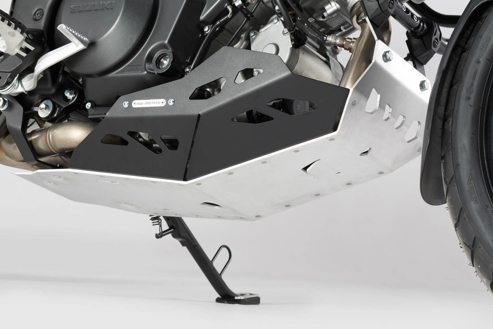 SW-Motech Engine guard - Black/Silver. For V-Strom 1000 with crash bar., black, Size One Size