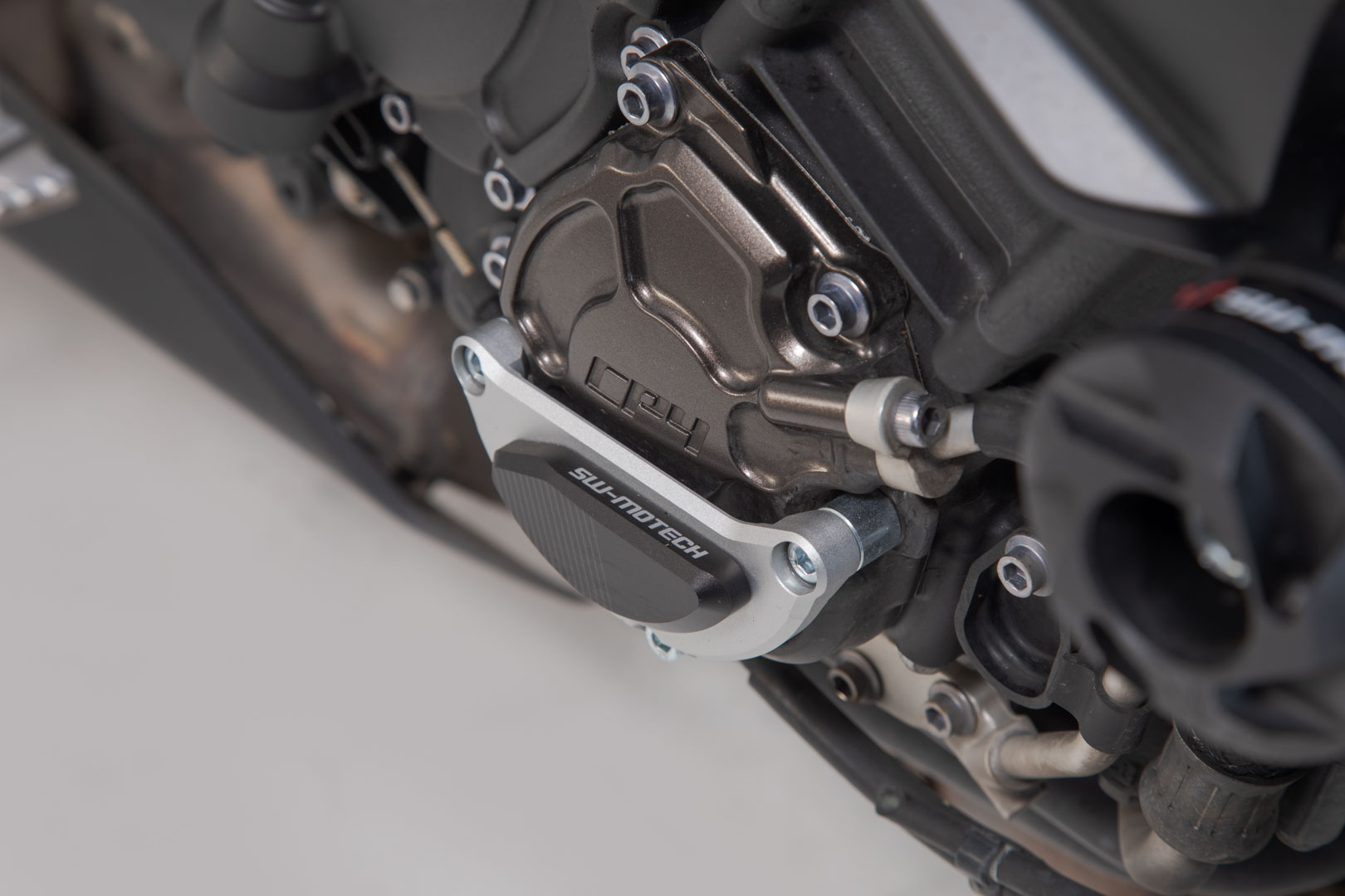SW-Motech Engine Case Protector - Black/silver. Yamaha MT-10 (16-)., black-silver, black-silver, Size One Size