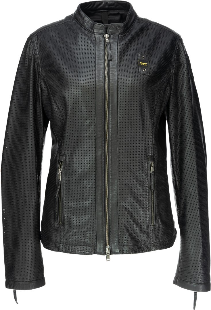 Blauer USA Miller Perforated Ladies Leather Jacket, black, Size L for Women, black, Size L for Women