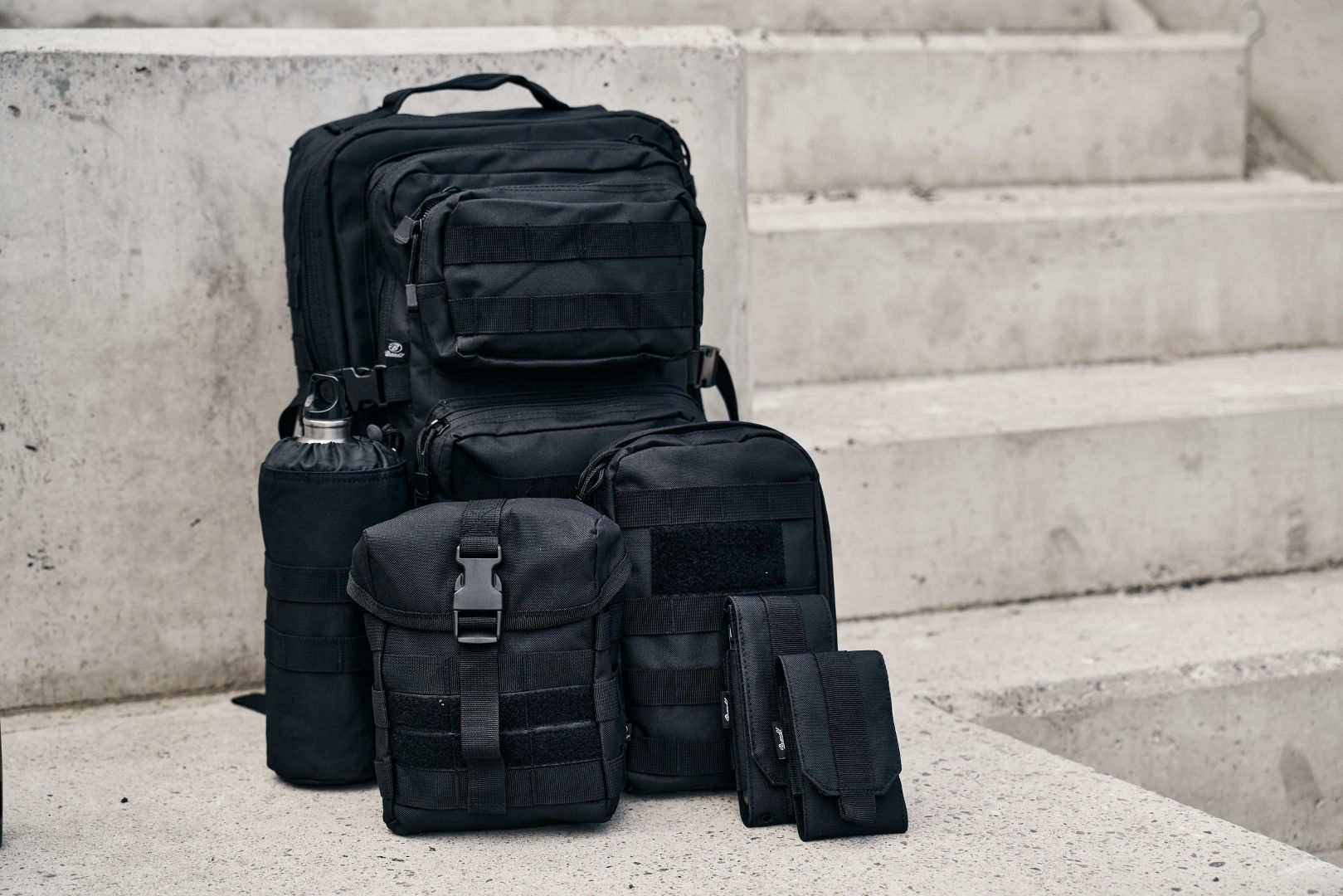 Side view of Brandit Molle Pouch Fire Bag, black for Men