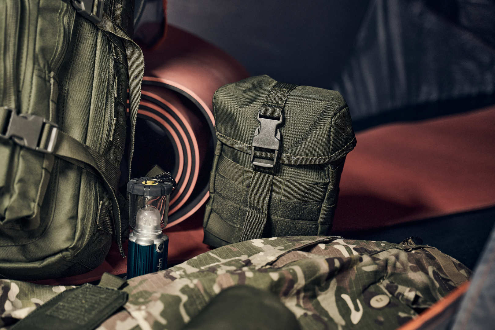 Side view of Brandit Molle Pouch Fire Bag, green for Men