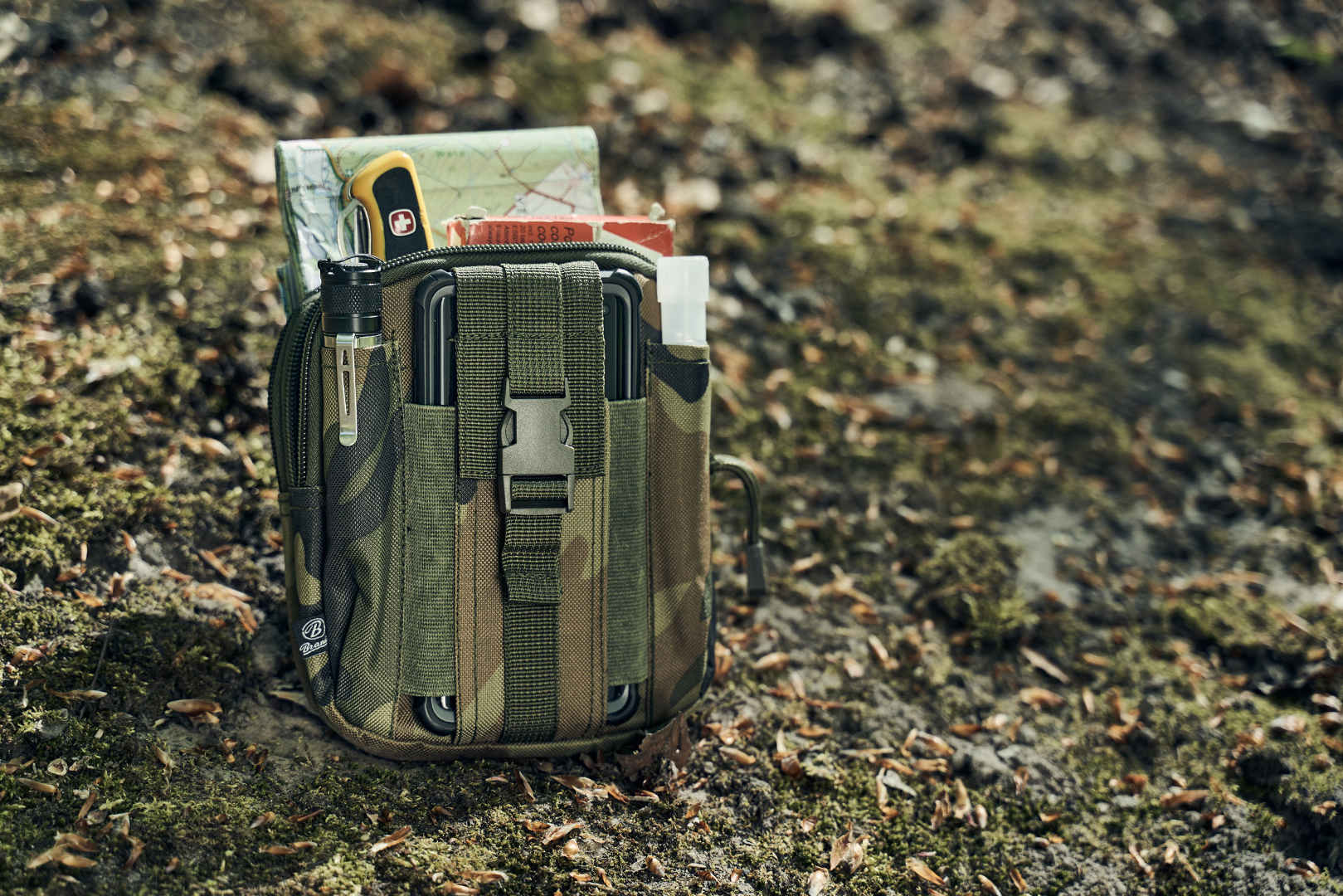 Side view of Brandit Molle Pouch Functional Bag, green for Men