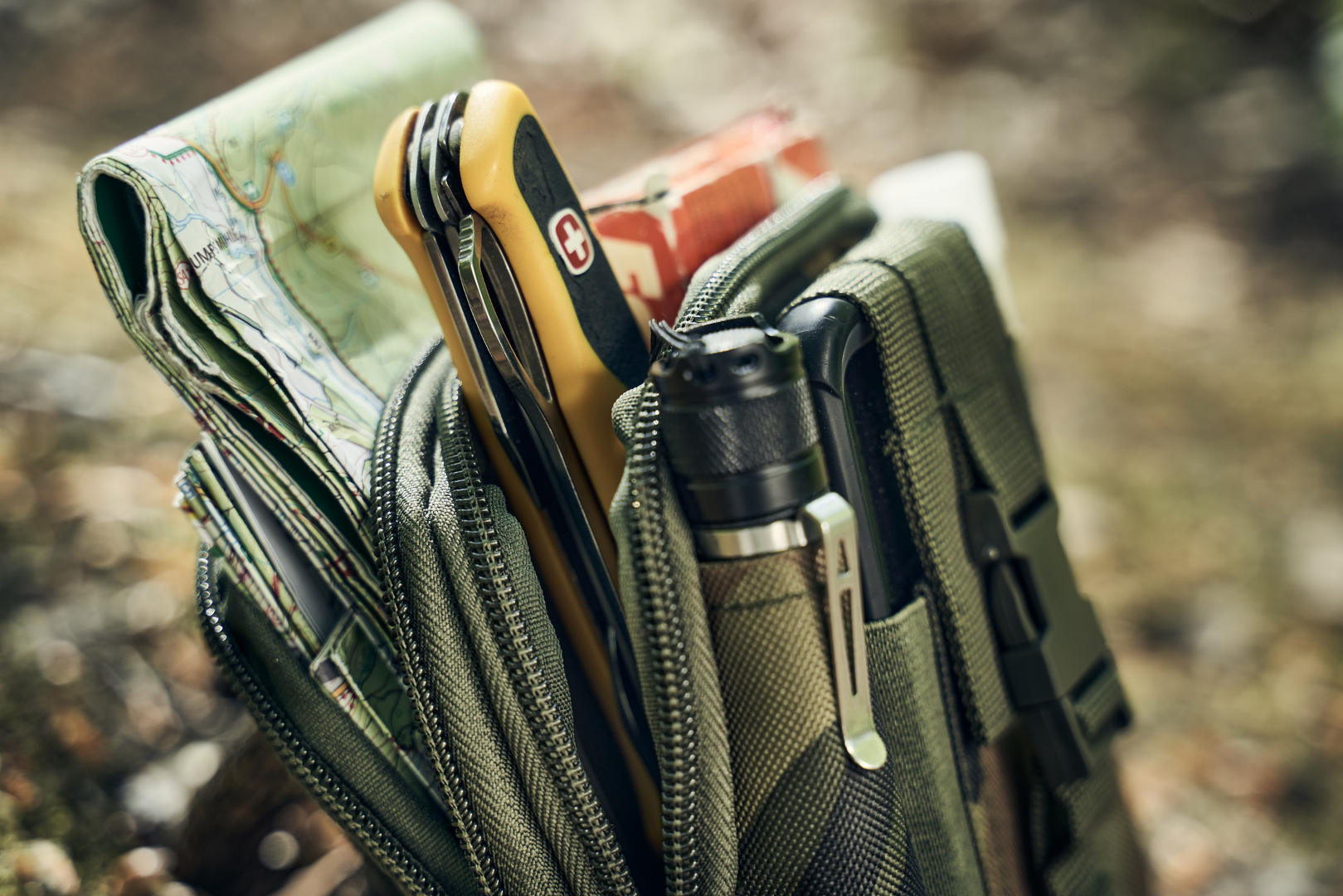Side view of Brandit Molle Pouch Functional Bag, green for Men