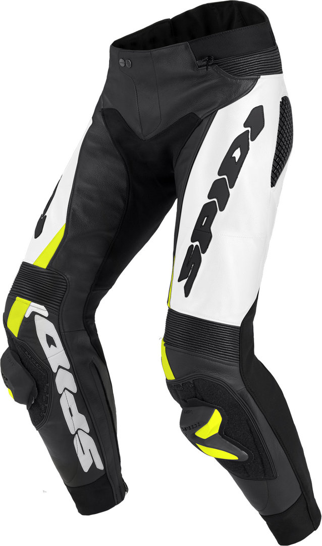 Spidi RR Pro Warrior Мотоциклетные кожаные штаны Черный/Белый/Флуоресцентный желтый 54 