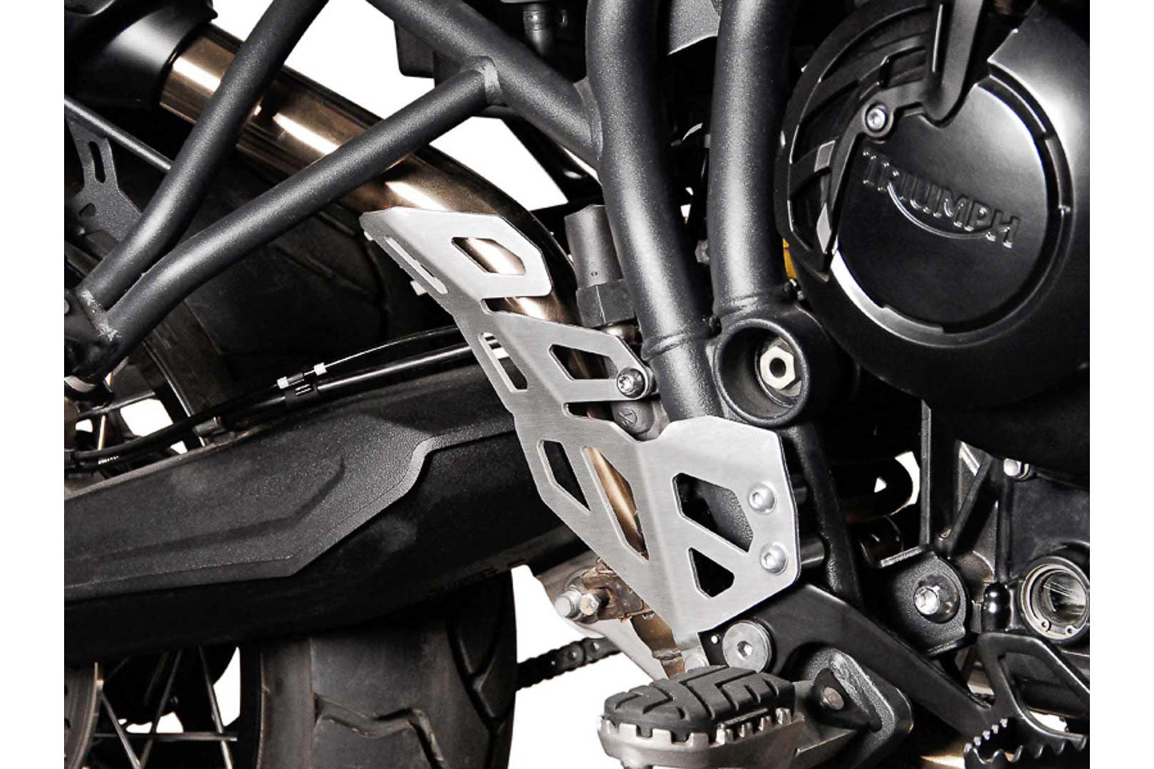 SW-Motech Heel guard right - Silver. Triumph Tiger 800 models (10-)., silver