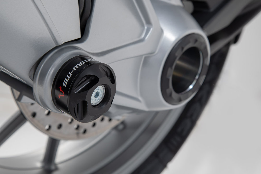 SW-Motech Slider set for rear axle - Black. BMW models with swinging arm at the back.