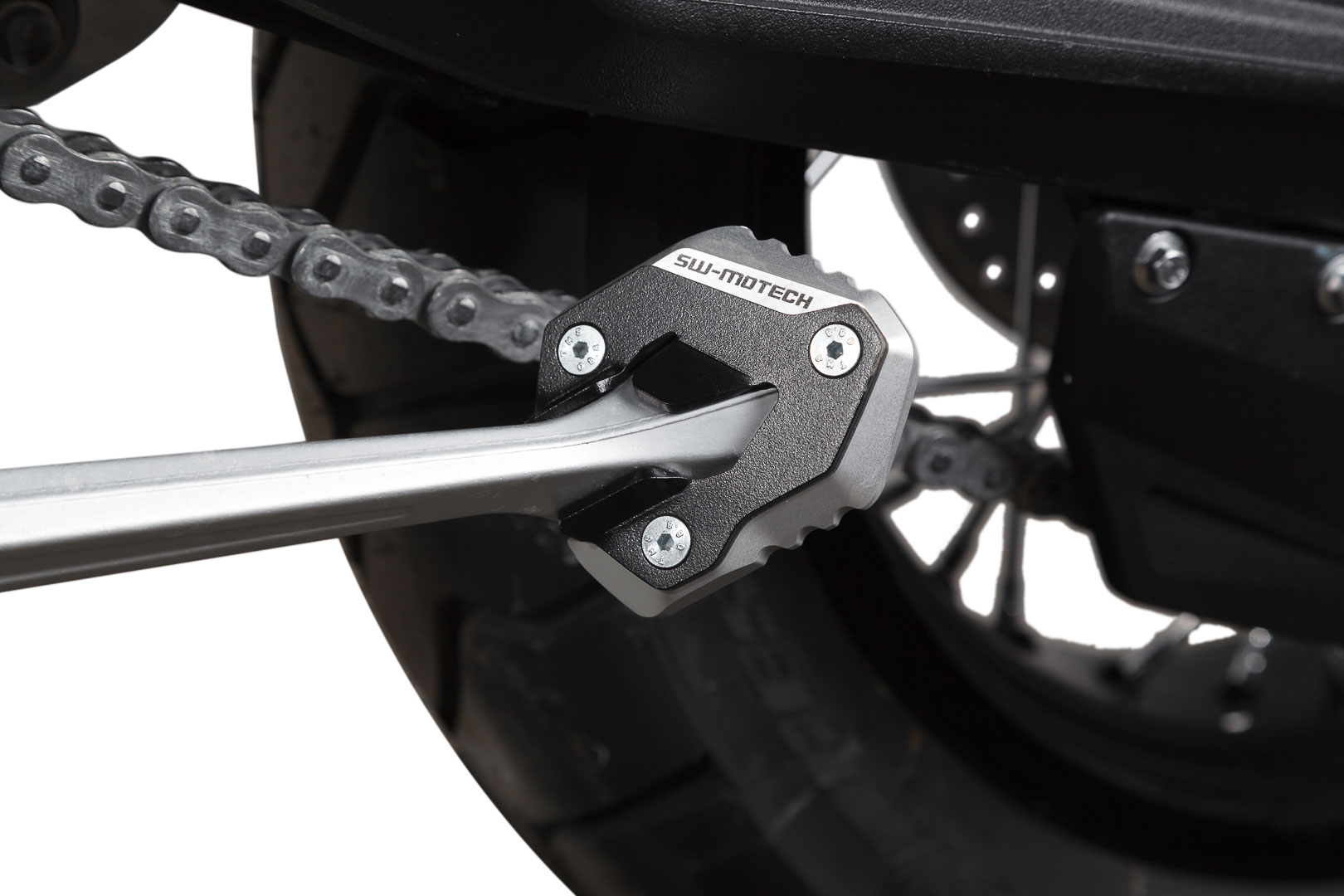 SW-Motech Seitenständerfuß-Verbreiterung - Schwarz/Silbern. Triumph Tiger 800 Modelle (10-17), silber