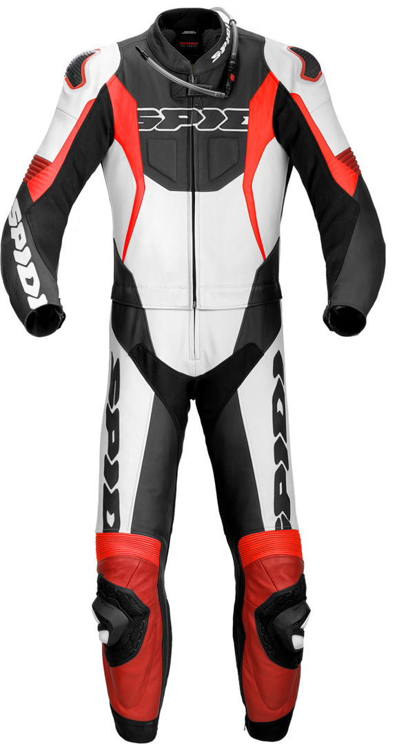 Spidi Sport Warrior Touring Two Piece Motorcycle Leather Suit, black-red, Size 50, black-red, Size 50