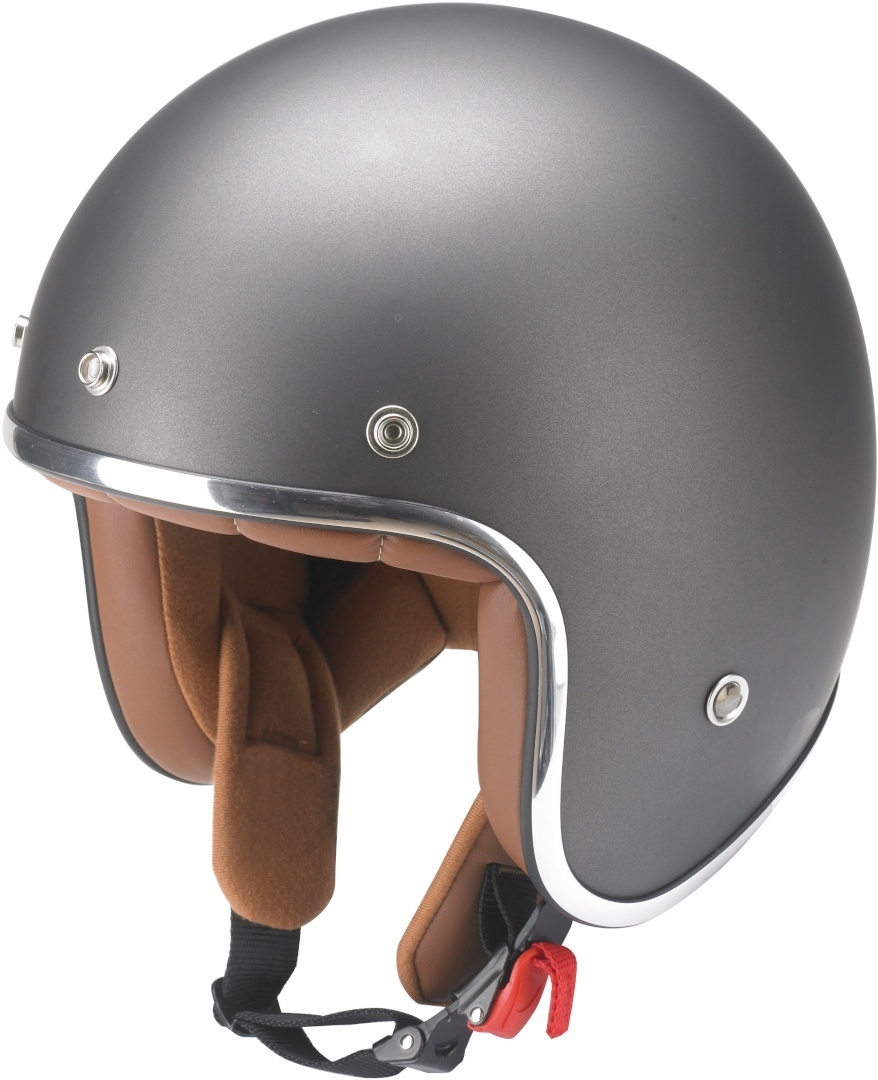 Side view of Redbike RB-756 Titanium Jet Helmet, silver, Size XS for Men