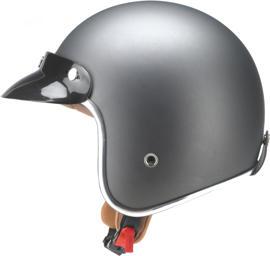 Side view of Redbike RB-756 Titanium Jet Helmet, silver, Size XS for Men
