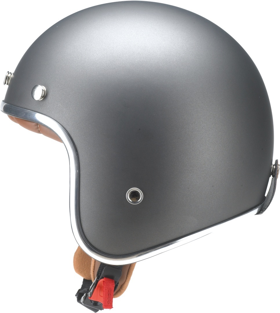 Side view of Redbike RB-756 Titanium Jet Helmet, silver, Size XS for Men