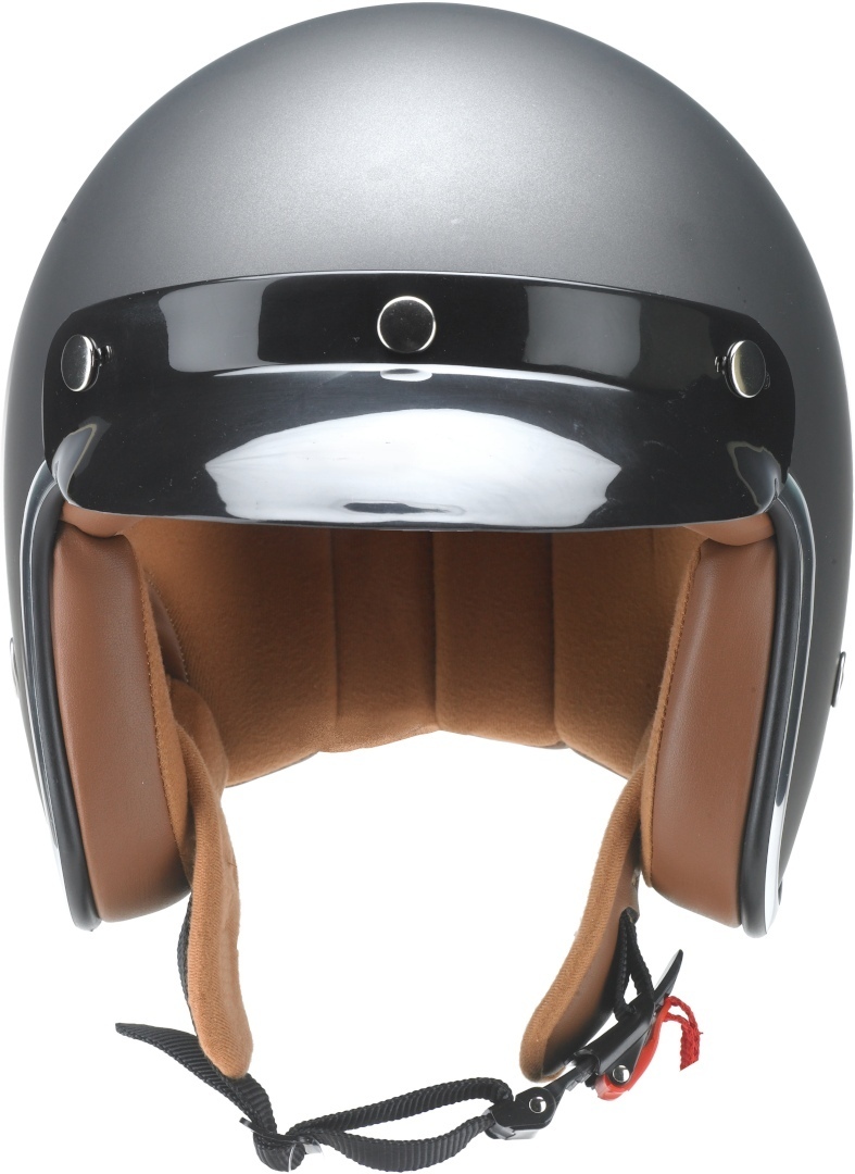 Side view of Redbike RB-756 Titanium Jet Helmet, silver, Size XS for Men