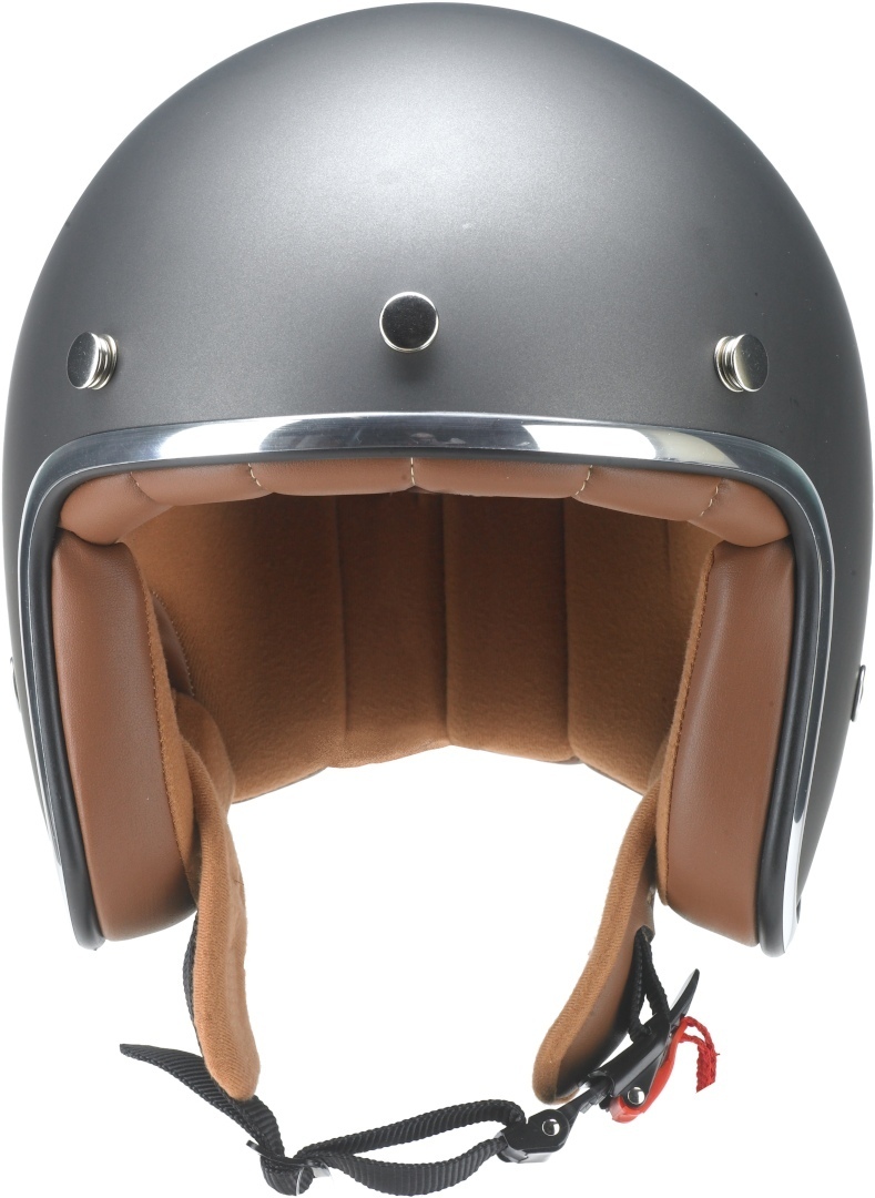 Side view of Redbike RB-756 Titanium Jet Helmet, silver, Size XS for Men