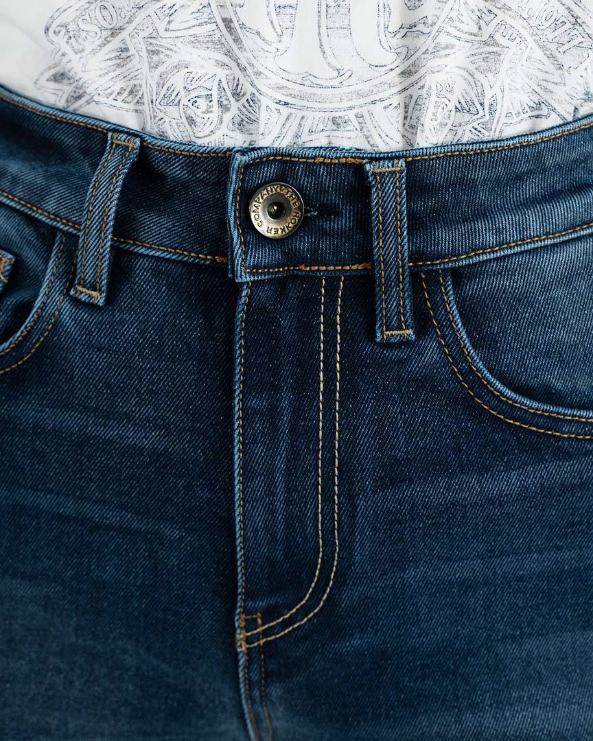 Side view of Rokker Rokkertech High Waist Ladies Motorcycle Jeans, blue, Size 26 for Women