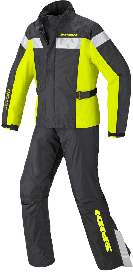 Image of Spidi Touring Rain Kit Two Piece Tuta antipioggia moto, nero-giallo, dimensione 2XL