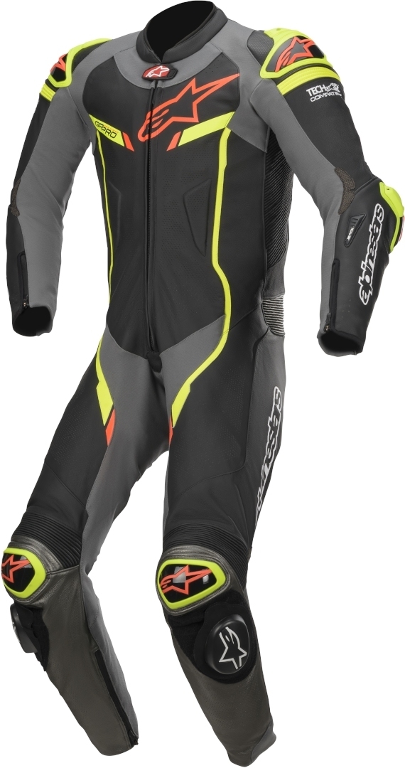 Alpinestars GP Pro v2 Tech-Air One Piece Perforated Motorcycle Leather Suit, black-yellow, Size 44, 44 Black Yellow unisex