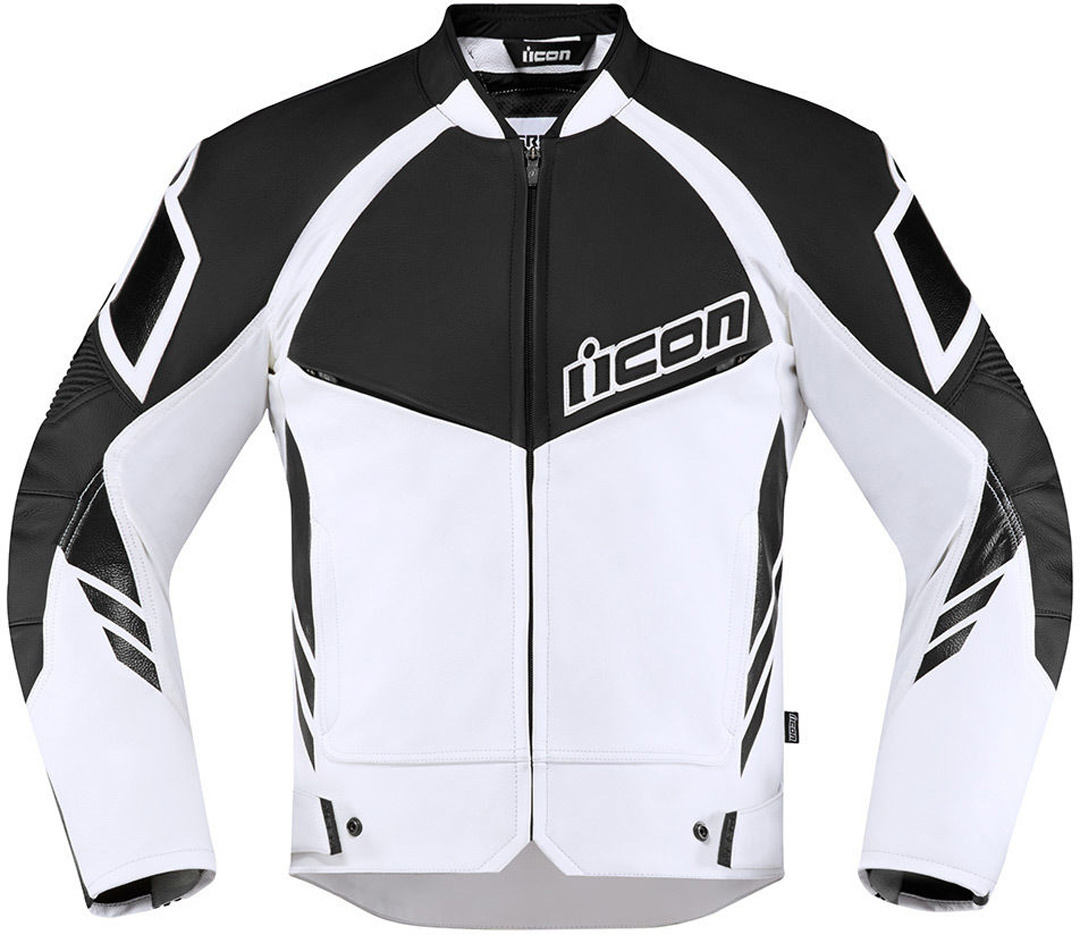 Icon Hypersport2 Motorcycle Leather Jacket, black-white, Size 52, black-white, Size 52