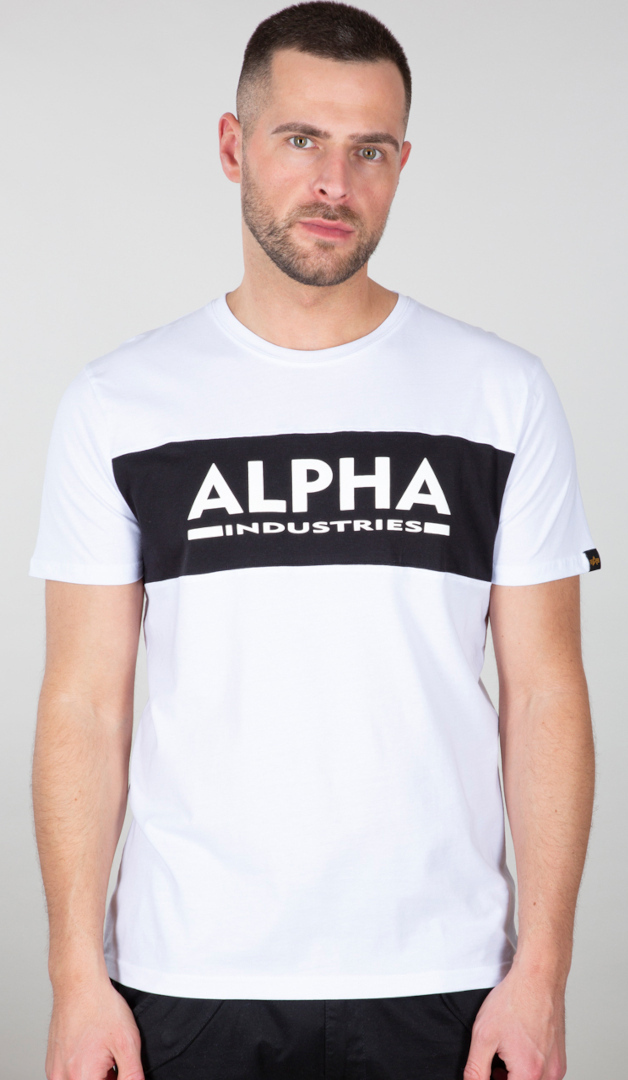 Alpha Industries Alpha Inlay T-shirt, black-white, Size S for Men