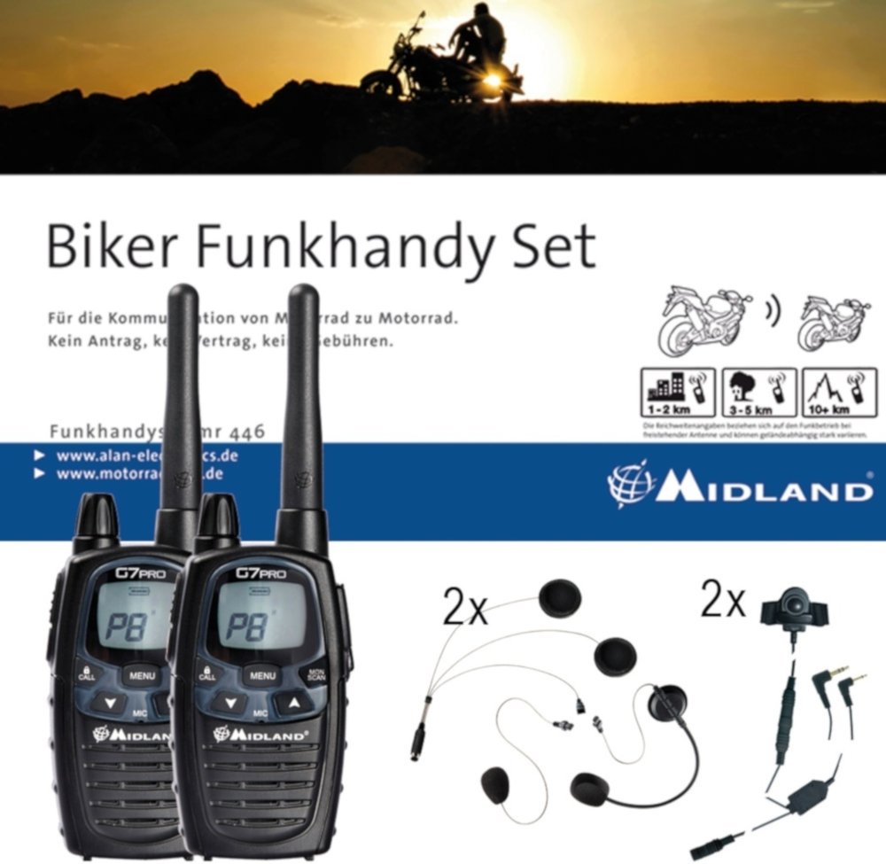 MIDLAND G7 Pro Bikerset Universal COHS Radio Aseta tupla pakkaus