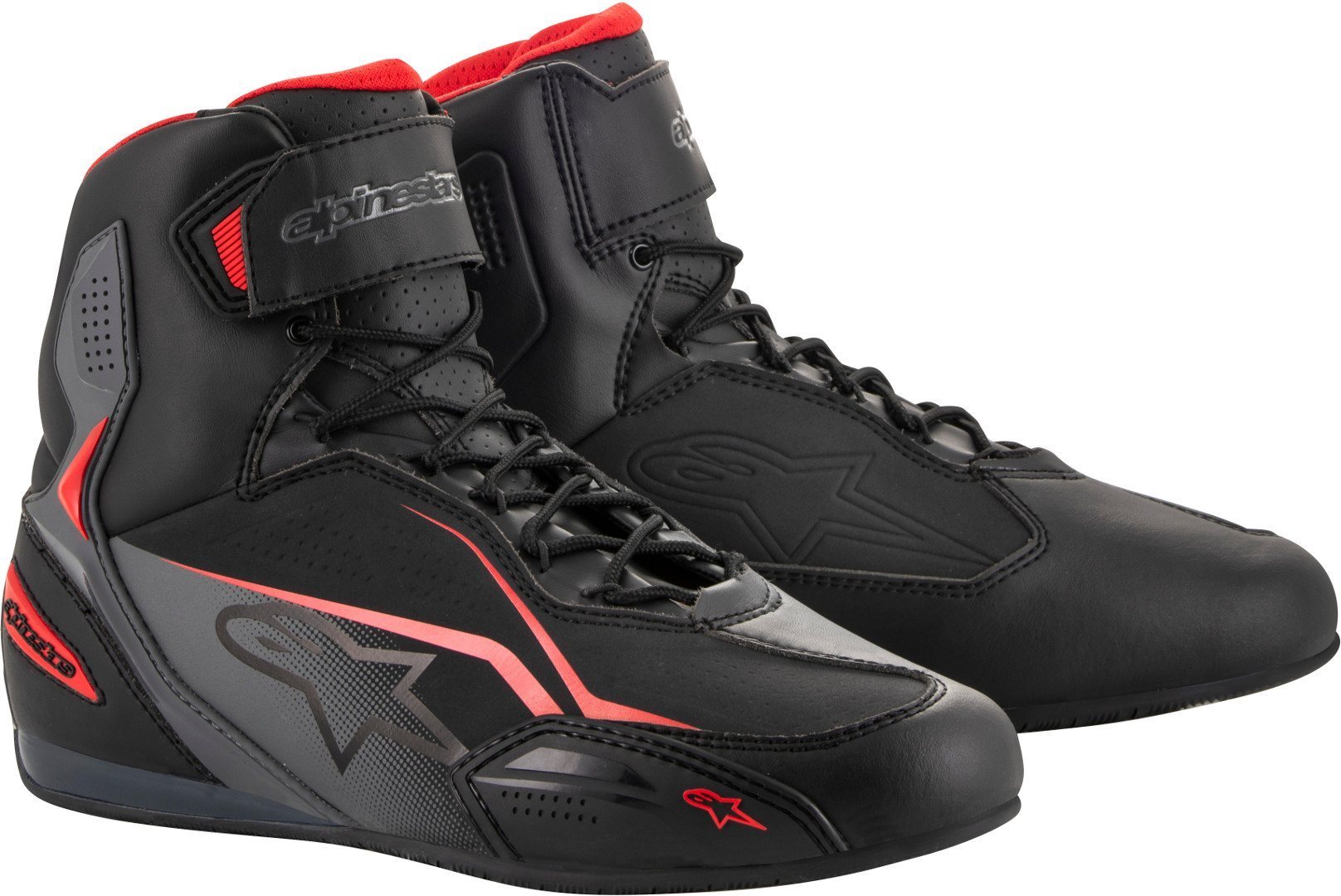 Alpinestars Faster-3 Motorcycle Shoes, black-grey-red, Size 45, black-grey-red, Size 45