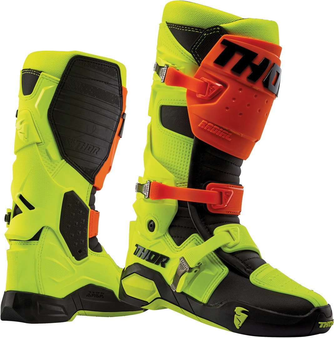 Thor Radial Motocross Boots, red-yellow, Size 45, red-yellow, Size 45