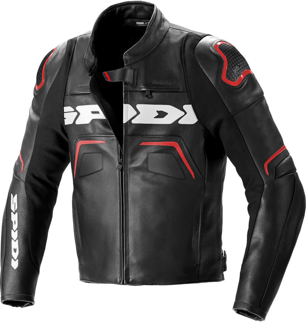Spidi Evorider 2 Motorcycle Leather Jacket, black-red, Size 54, black-red, Size 54