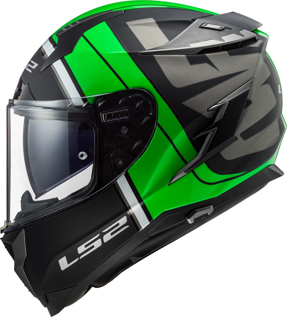 Image of LS2 FF327 Challenger Randy casco, nero-verde, dimensione 2XS