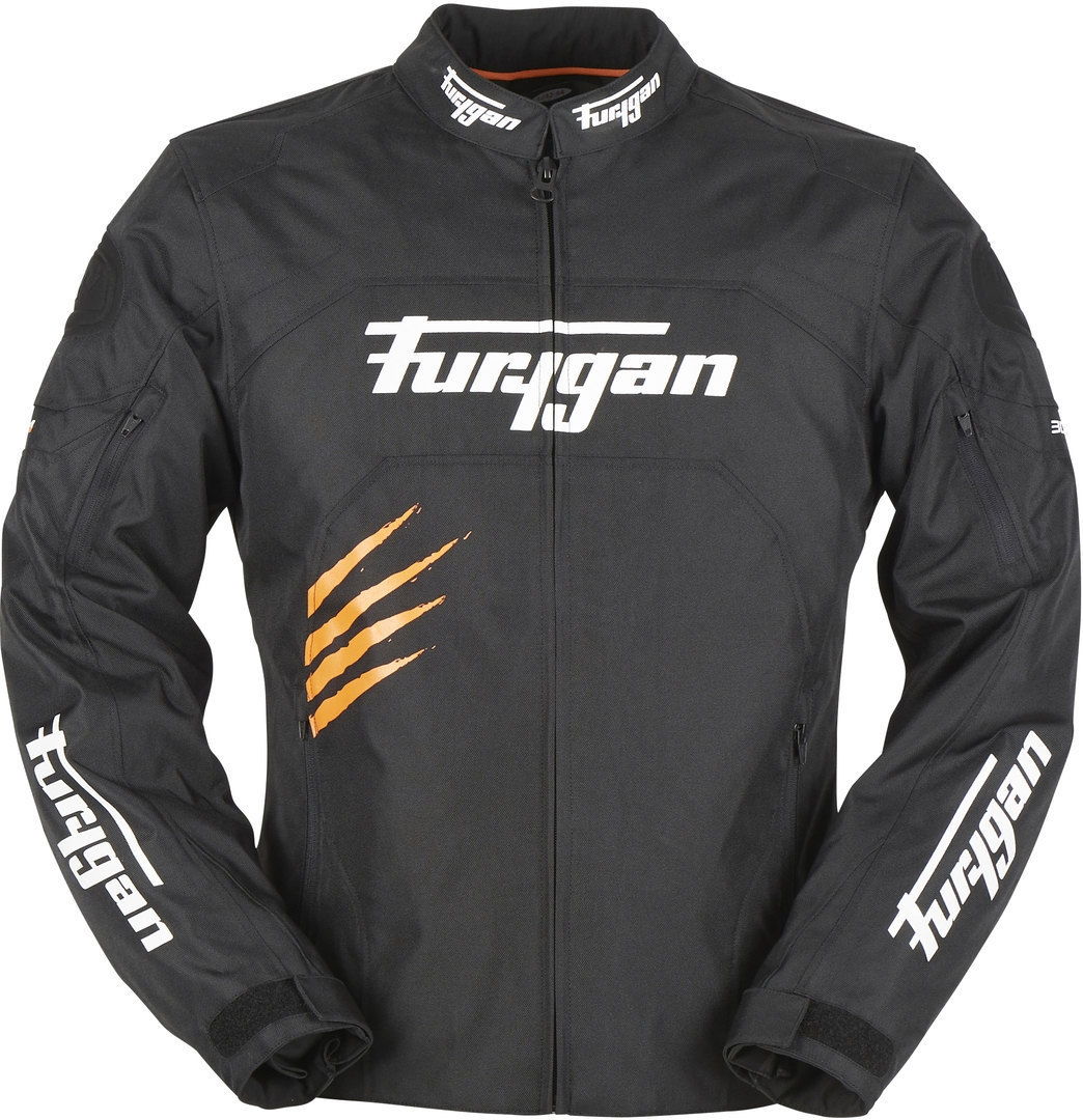 Image of Furygan Rock Giacca moto in tessuto, nero-arancione, dimensione S